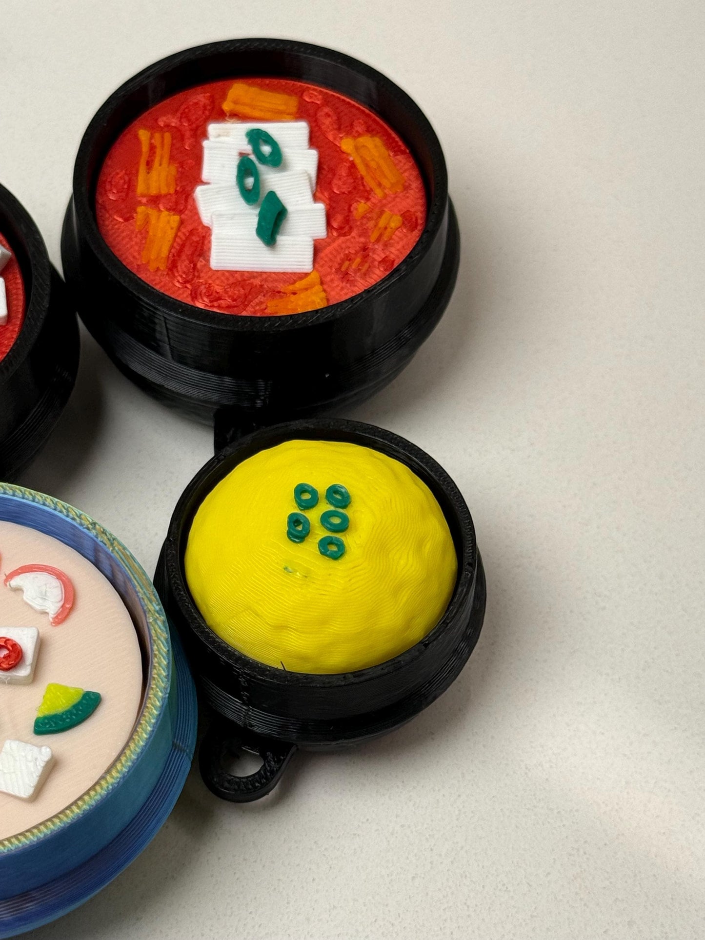 Miniature Korean Food Fidget Toys, Stress Relief Desk Decor, Keychain Attachment，Set of 6