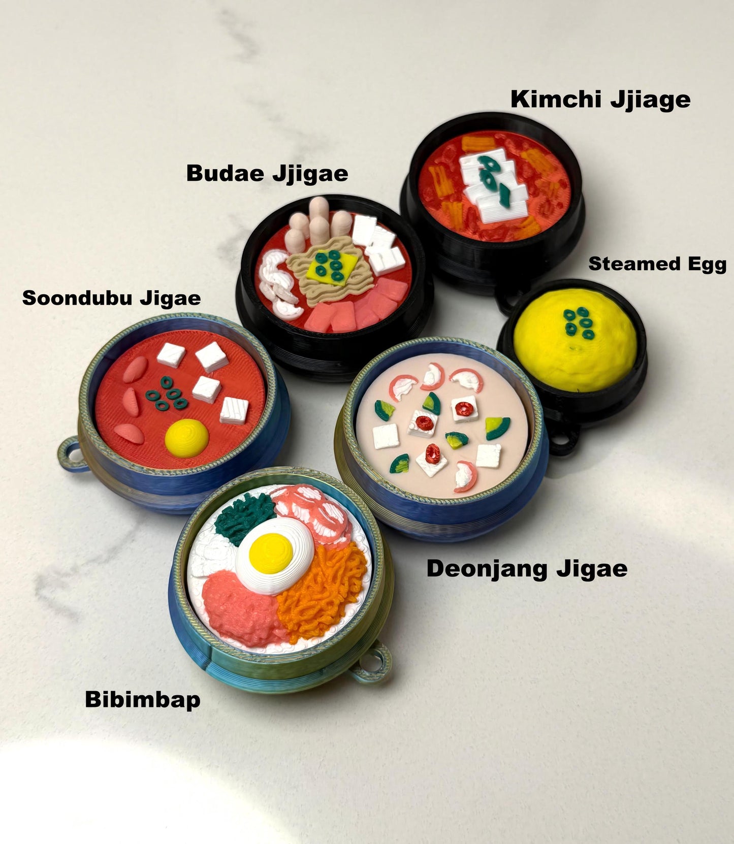 Miniature Korean Food Fidget Toys, Stress Relief Desk Decor, Keychain Attachment，Set of 6