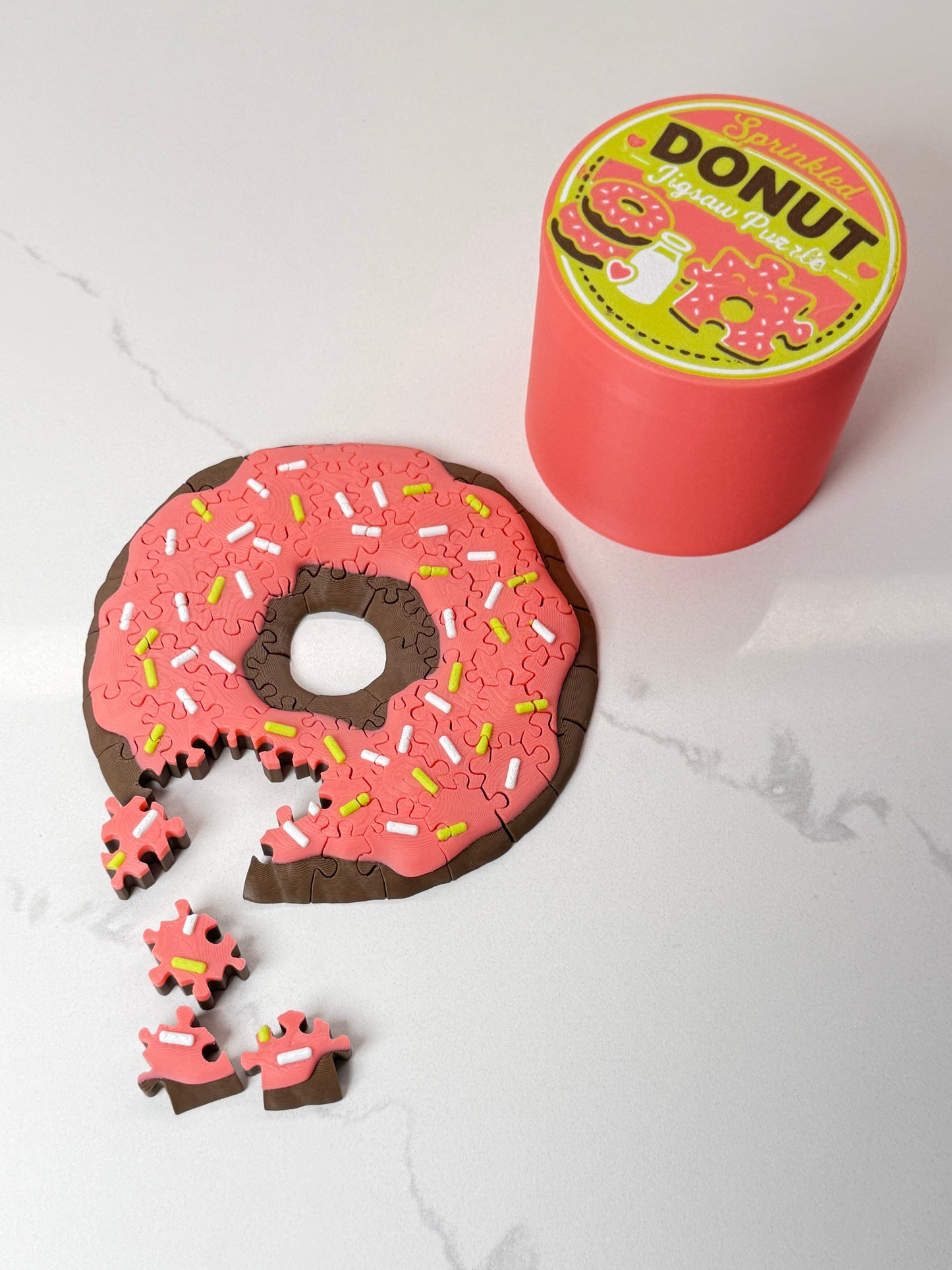 3D Printed Sprinkled Donut Jigsaw Puzzle (60 Pieces)