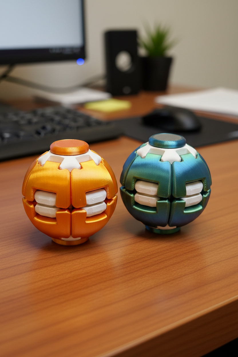 Weighted Kinetic Desk Toy and Fidget Spinner, Portable Pocket Stress Relief Ball, Office Gift