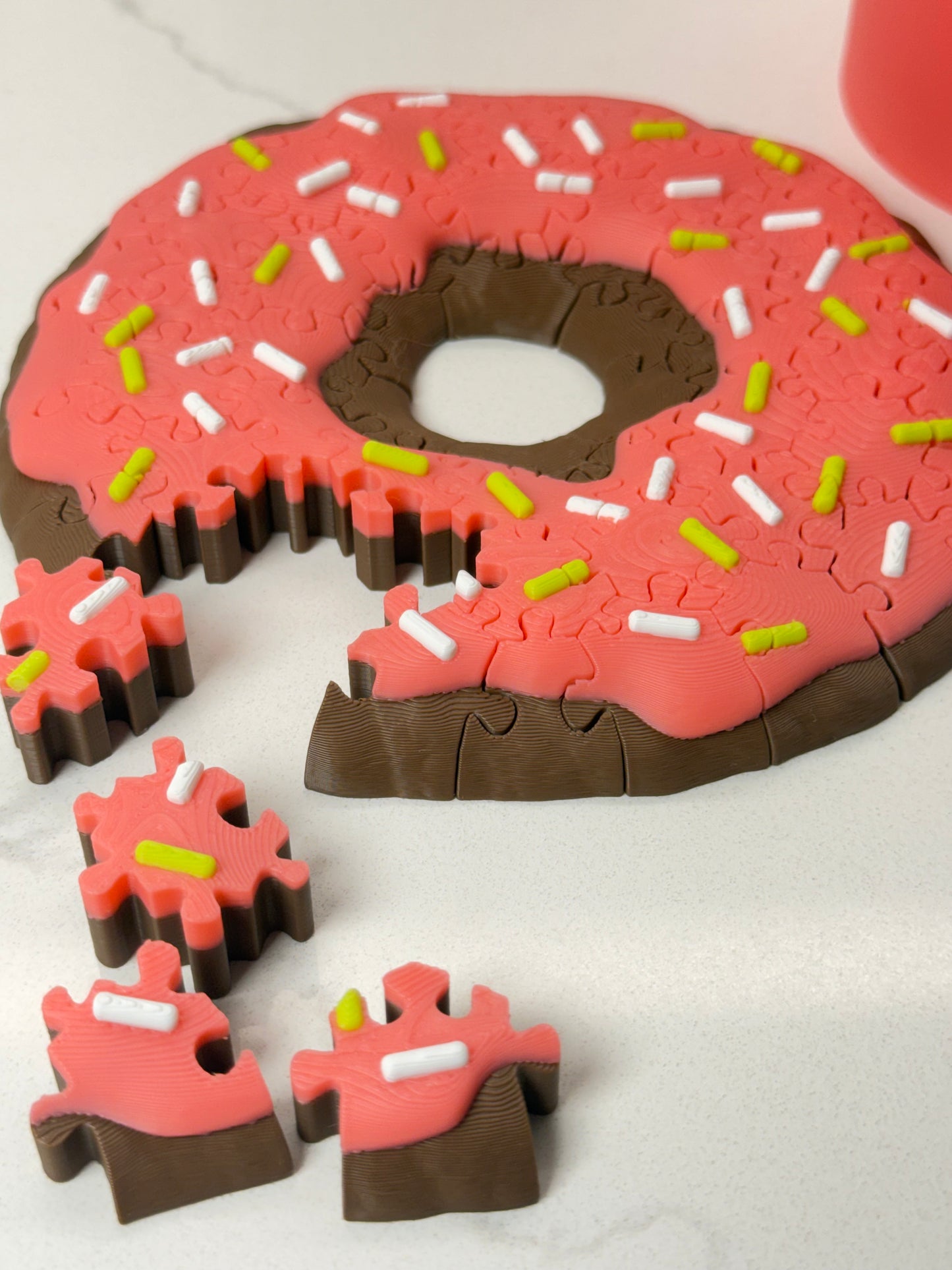 3D Printed Sprinkled Donut Jigsaw Puzzle (60 Pieces)