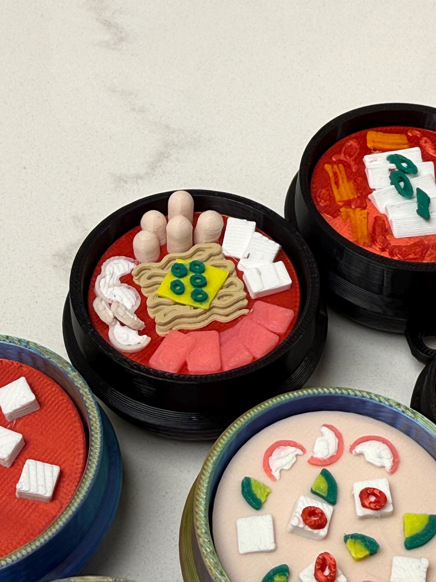 Miniature Korean Food Fidget Toys, Stress Relief Desk Decor, Keychain Attachment，Set of 6