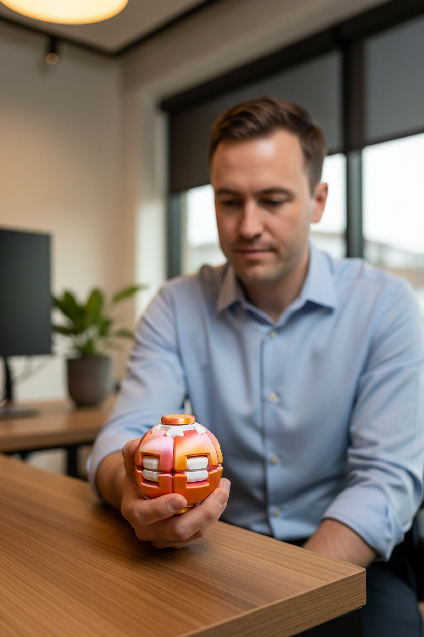 Weighted Kinetic Desk Toy and Fidget Spinner, Portable Pocket Stress Relief Ball, Office Gift