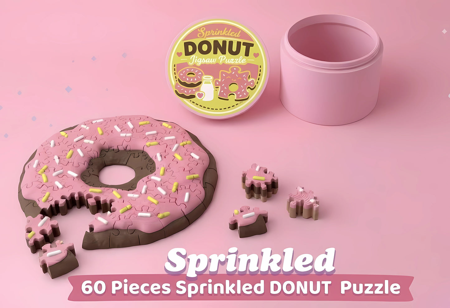 3D Printed Sprinkled Donut Jigsaw Puzzle (60 Pieces)