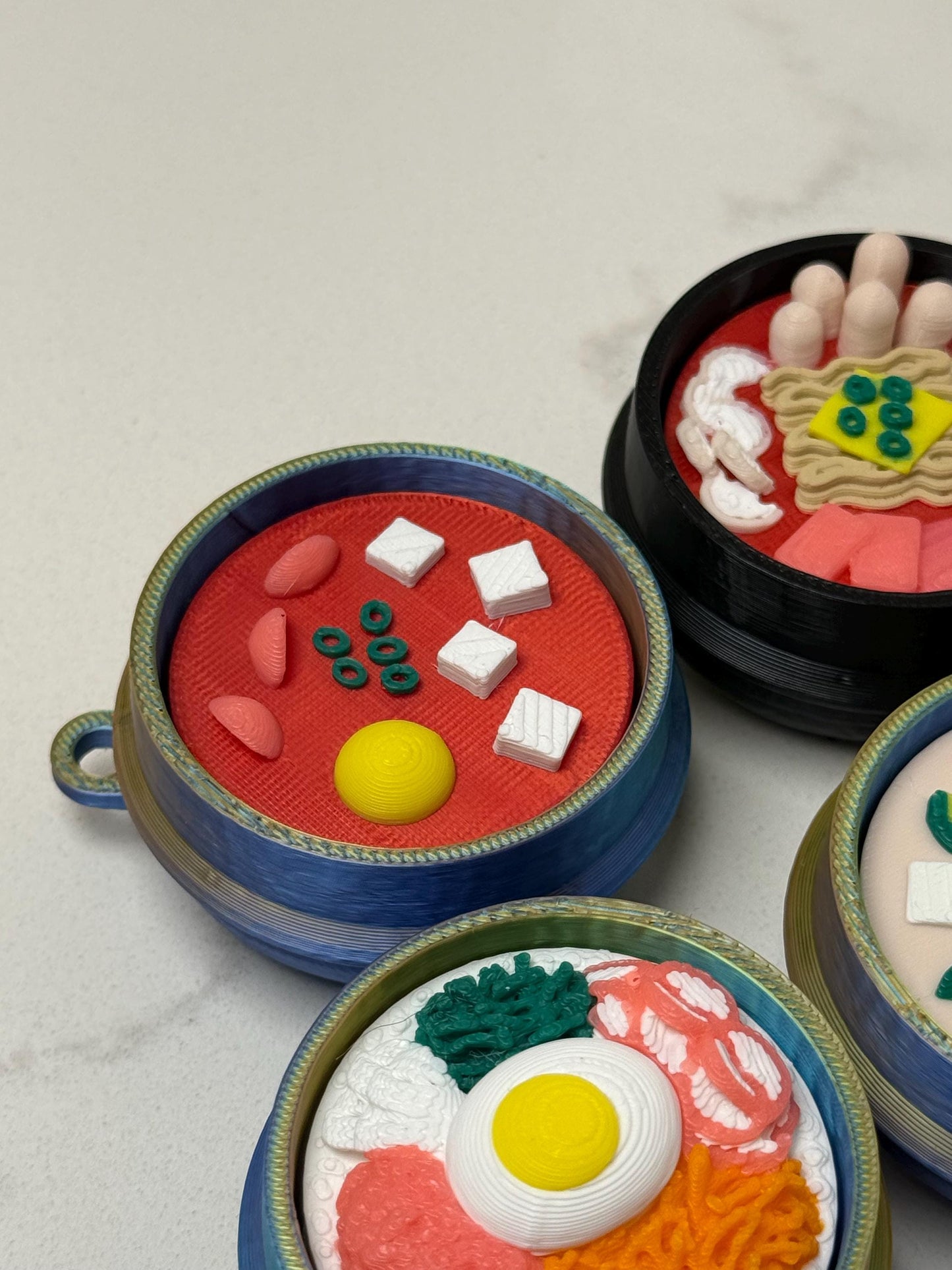 Miniature Korean Food Fidget Toys, Stress Relief Desk Decor, Keychain Attachment，Set of 6